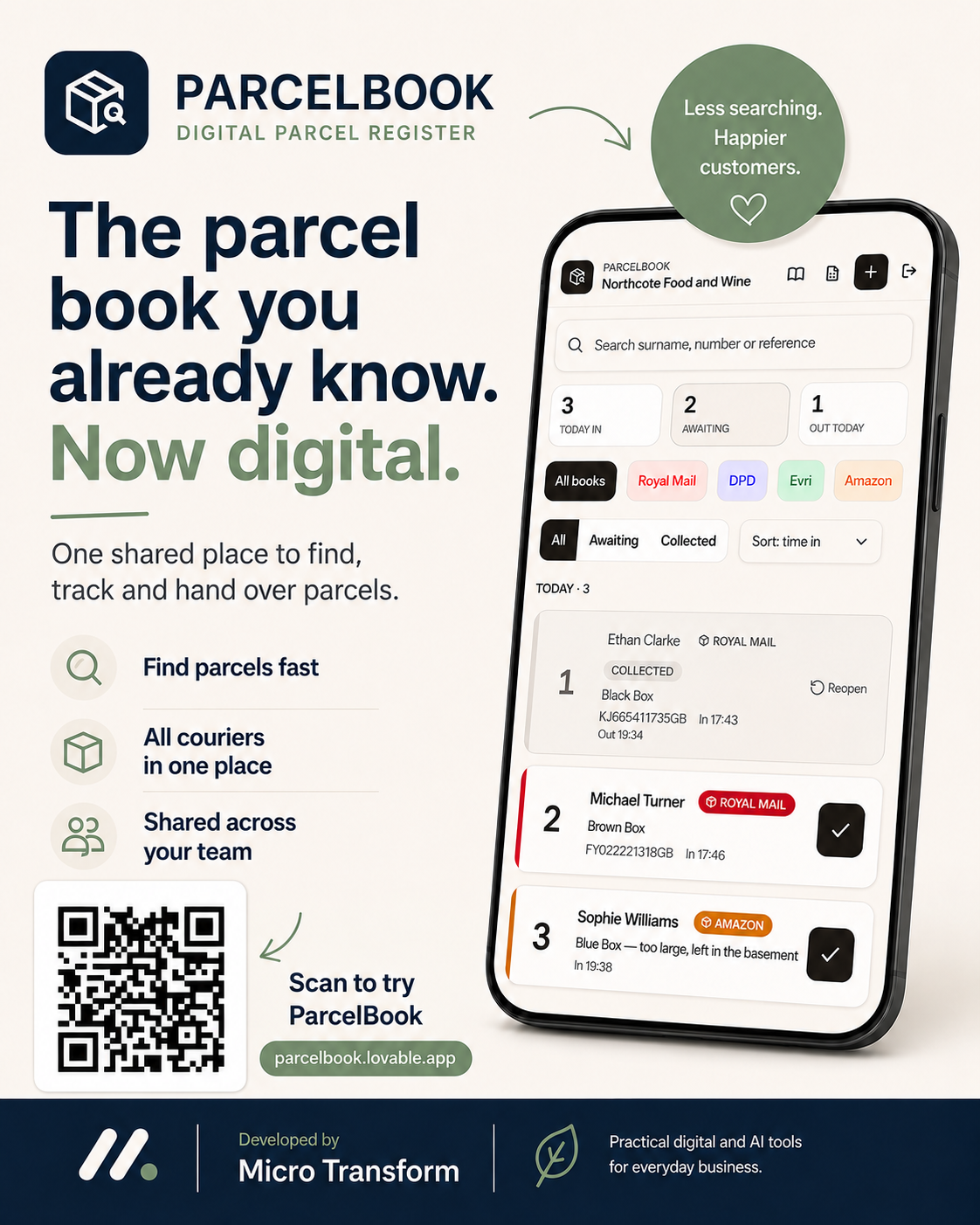 ParcelBook digital parcel register poster